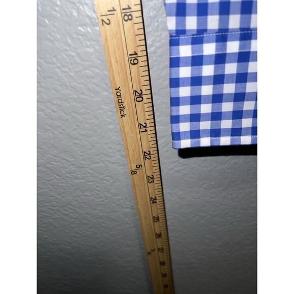 Ralph Lauren Shirt Mens X-Large Blue Gingham Slim Fit Stretch Oxford Flesh - Picture 7 of 9